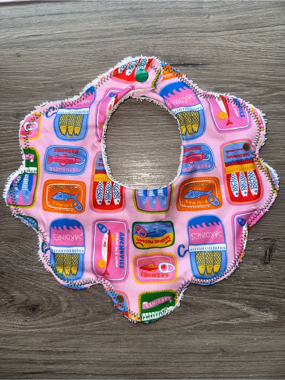 Pink Floral-Shape Baby Bib with Colorful Can Print